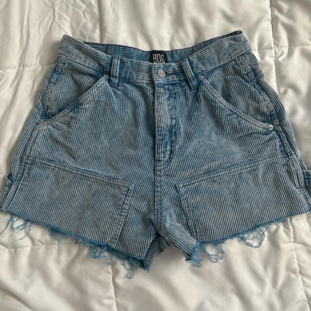 BDG Urban Outfitters Blue Corduroy High-Wasted Carpenter Cargo Shorts